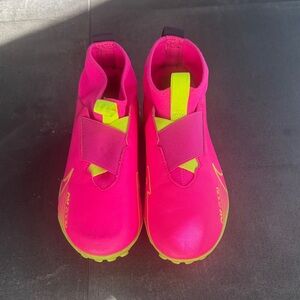 Nike Kids Neon Pink and Lime Turf Shoes